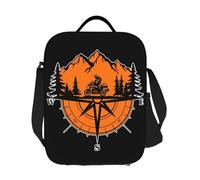 QIOEURYU Travel Bags Handbags Custom Mountain Adventure GS Motorbike Compass Explore Insulated Lunch Bag for Women Thermal Cooler Bento Box Work School Leisure Outdoor