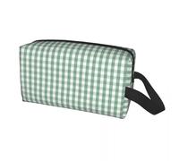 QIOEURYU Travel Bags Moss Green Mini Gingham Check Plaid Makeup Bag Women Travel Cosmetic Organizer Fashion Geometric Storage Toiletry Bags Gifts