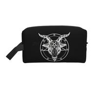 QIOEURYU Travel Bags Portable Large Capacity Travel Toiletry Cosmetic Bag Baphomet Pentagram Satantic Occult Church of Satan Goat Goth Storage Bag Gifts