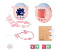 QIOFEARTH for Tamagotchi Paradise Clear Case,Transparent PC Hard Cover,with Bow Lanyard,Button Cap,TPU Screen Guard for Tamagotchi Paradise Accessories for DIY Fans and Collectors (Pink)