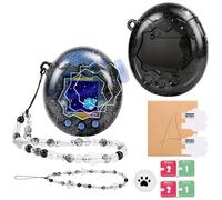 QIOFEARTH for Tamagotchi Paradise Clear Case,Transparent PC Hard Cover,with Bow Lanyard,Button Cap,TPU Screen Guard for Tamagotchi Paradise Accessories for DIY Fans and Collectors (Glittery Black)