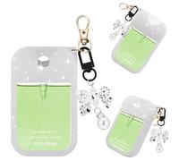 QIOFEARTH Hand Sanitizer Spray Case Compatible with Touchland Power Mist 1 oz(30 ml) - with Bow Keychain Silicone Protective Cover Accessories for Touchland (Glittery Black)