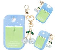 QIOFEARTH Hand Sanitizer Spray Case Compatible with Touchland Power Mist 1 oz(30 ml) - with Cherry keychain Silicone Protective Cover Accessories for Touchland (Glittery blue)