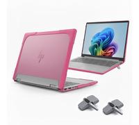 QIOFEARTH Protective Case for 14" HP Envy X360 2-in-1 2K Touch-Screen,2024 Release,Attached Laptop Keyboard Riser Stand,Matte Translucent TPU Edges | Scratch-Resistant Shockproof Durable Case (Pink)