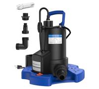 QIOMALA Automatic Pool Cover Pump - 1 x HP 3500 GPH Over Floor Water Pump with Check Valve, 3 Adapters & Extra Long 29.5ft Power Cord, Pump