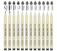 Qionew Precision Black Micro-Pen Fineliner Ink Pens,12 Pack Waterproof Archival Ink,Micro Pens for Drawing,Artist Illustration, Multiliner, Anime,DIY Gifts Projects - Assorted Point Sizes