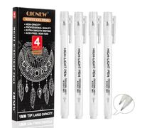 Qionew White Gel Pens,4 Pack, 1mm Fine Point Opaque White Archival Ink Pens,Gel Ink Pen Set,for Black Paper Drawing,Card Making, Art Highlight & Artists Drawing