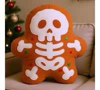 QIONG MENG Funny Pillow Spooky Christmas Decor Skeleton Decorations Throw Pillows Gingerbread Pillow Home Sofa Decorations Decor for Friends Family 13 × 12 inch