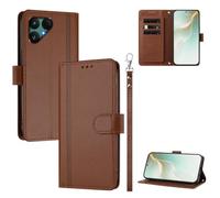 QiongniAN Compatible with Fairphone 6+、Gen. 6 Leather Case Brown | Magnetic Flip PU Leather Phone Protective Case,Card slots,Kickstand,Wristband,Compatible with MagSafe