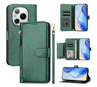 QiongniAN Compatible with Honor Power 5G Case Cover,Compatible with Honor Power 5G DVD-AN00 DVD-AN80 Flip PU Leather Zipper Wallet Protective Cases Green