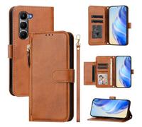 QiongniAN Compatible with Infinix Hot 60 5G Case Cover,Compatible with Infinix Hot 60i 4G X6728 X6728B Flip PU Leather Zipper Wallet Protective Cases Brown