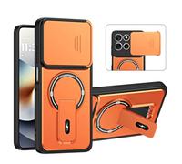 QiongniAN Compatible with Motorola Edge 60s Pro/Edge 60 Pro XT2507-1 Case Cover with Built-in Camera Lens Cover Holder Phone Protective Case Orange