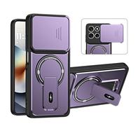 QiongniAN Compatible with Motorola Edge 60s Pro/Edge 60 Pro XT2507-1 Case Cover with Built-in Camera Lens Cover Holder Phone Protective Case Purple