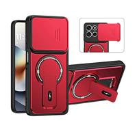QiongniAN Compatible with Motorola Edge 60s Pro/Edge 60 Pro XT2507-1 Case Cover with Built-in Camera Lens Cover Holder Phone Protective Case Red