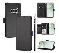 QiongniAN Compatible with Nothing Phone (2a) Case,PU Leather Flip Cover Wallet Protector Compatible with Nothing Phone 2a Plus Protective Case Black