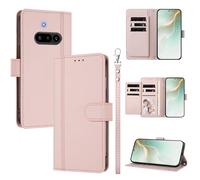 QiongniAN Compatible with Nothing Phone 3A Case,PU Leather Flip Cover Wallet Protector Compatible with Nothing Phone (3a) Protective Case Pink