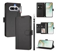QiongniAN Compatible with Nothing Phone 4a Case,PU Leather Flip Cover Wallet Protector Compatible with Nothing Phone (4a) 5G A069 Protective Case Black