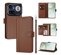 QiongniAN Compatible with Nothing Phone 4a Pro Case,PU Leather Flip Cover Wallet Protector Compatible with Nothing Phone (4a) Pro 5G A069P Protective Case Brown