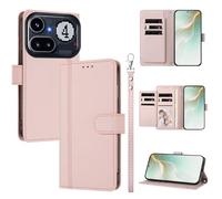 QiongniAN Compatible with Nothing Phone 4a Pro Case,PU Leather Flip Cover Wallet Protector Compatible with Nothing Phone (4a) Pro 5G A069P Protective Case Pink