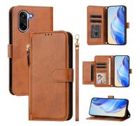 QiongniAN Compatible with OnePlus Ace 5 Racing Case Cover,Compatible with OnePlus Nord CE5 5G CPH2719 Flip PU Leather Zipper Wallet Protective Cases Brown