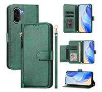 QiongniAN Compatible with OnePlus Ace 5 Racing Case Cover,Compatible with OnePlus Nord CE5 5G CPH2719 Flip PU Leather Zipper Wallet Protective Cases Green