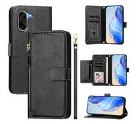 QiongniAN Compatible with OnePlus Ace 5 Racing Case Cover,Compatible with OnePlus Nord CE5 5G CPH2719 Flip PU Leather Zipper Wallet Protective Cases Black