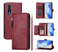 QiongniAN Compatible with OnePlus Ace 5 Ultra Case Cover,Compatible with OnePlus Nord 5 5G CPH2709 Flip PU Leather Zipper Wallet Protective Cases Red