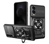 QiongniAN Compatible with Samsung Galaxy S25 Edge SM-S937U1 SM-S937B/DS Case Cover,Compatible with MagSafe,360 Degree Rotating Magnetic Stand Anti-Drop Phone Case Black