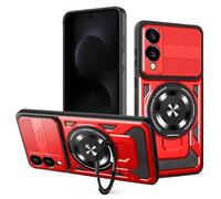 QiongniAN Compatible with Samsung Galaxy S25 Edge SM-S937U1 SM-S937B/DS Case Cover,Compatible with MagSafe,360 Degree Rotating Magnetic Stand Anti-Drop Phone Case Red