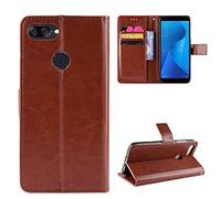 QiongniAN Flip Leathe Case Compatible with Asus Zenfone Max Plus M1 X018D / Pegasus 4S ZB570TL Phone Protective Case Cover Brown