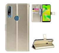 QiongniAN Flip Leathe Case Compatible with Asus Zenfone Max Shot ZB634KL / Shot Plus A001D Phone Protective Case Cover Gold
