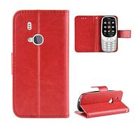 QiongniAN Flip Leathe Case Compatible with Nokia 3310 2017 TA-1030 Phone Protective Case Cover Red