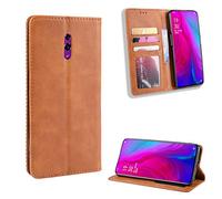 QiongniAN Magnetic Flip Wallet Case for Oppo Reno Case,Case for Oppo Reno CPH1917 PCAT00 PCAM00 Case Cover Brown