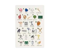 QIOTBVV Baseball Alphabet Learning Poster Canvas Poster Wall Art Decor Print Picture Paintings for Living Room Bedroom Decoration 8" L X 12" W