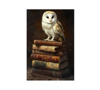QIOTBVV Brown-headed Eagle on An Old Book - Retro Dark Preppy Style Canvas Poster Wall Art Decor Print Picture Paintings for Living Room Bedroom Decoration 8" L X 12" W