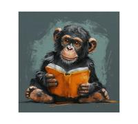 QIOTBVV Gorillas Reading Books.Canvas Poster Wall Art Decor Print Picture Paintings for Living Room Bedroom Decoration24x24inch(60x60cm)