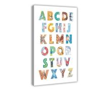 QIOTBVV Kindergarten Alphabet Learning Educational Poster Canvas Poster Wall Art Decor Print Picture Paintings for Living Room Bedroom Decoration 24" L X 36" W