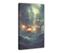 QIOTBVV Naval CombatCanvas Poster Bedroom Decor Landscape Office Room Decor Gift08x12inch(20x30cm)