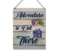 Qious Inspirational Signs Gift Farmhouse Adventure is Out There Wooden Hanging Sign Rustic Art Wall Home Living Room Bedroom Kitchen Decoration 10 x 8 Inches