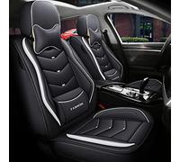 QIOZO ar Seat Covers Universal Full Set for Mitsubishi Pajero Sport Pajero Xpander Eclipse Cross Mitsubishi ASX L200 Outlander EX PHEV Auto Parts/Waterproof/Black and White Deluxe Edition