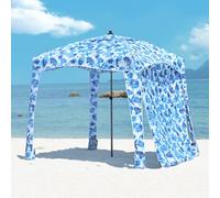 Qipi Beach Cabana - Easy to Set Up Canopy, Waterproof, Portable 6' x 6' Beach Shelter, Included Side Wall, Shade with UPF 50+ UV Protection, Ultimate Sun Umbrella - for Kids, Family - Sea Life