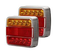 Qiping 2 Pack 12V LED Trailer Tail Lights with E-Mark, 5 Function Truck Rear Light Waterproof for Tractor, Caravan, Farm Vehicles
