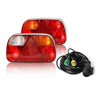 Qiping 2 Pack Halogen 13 Pin Trailer Light with Pre-wired 5.5M Cable 13 Pin Plug & 5-Pin Bayonet Plug Connection, E-mark Approved