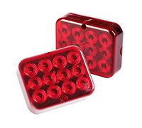 Qiping 2 Pack RED Rear Fog Lights LED 12V with E-Mark for Trailer, Trucks, Tractor, Caravans