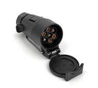 Qiping 7 Pin Female Trailer Plug with Protection Valve, 7-Pin Female Caravan Adaptor Plug Can Be Suspended - Black