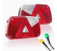 Qiping Halogen Rear Lights Trailer Set, 12 V Car Trailer Lighting Left/Right Rear Light Set with 2 x 6 Pin 30 cm Bayonet Cable, Rear Light for Tractor, Car, Truck, RV