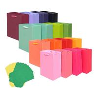 qiqee 16PCS 16 Colors Mini Gift Bags with Tissue Paper Handles 6.3"x4.7"x2.4" Small Size Present Party Favor Bags（ Tissue Paper ）