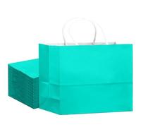 qiqee 24PCS Large Gift Bag with Handles Bulk 13"x4.5"x10" Gift Bags Light Green Bags Multiple Uses (32x11x25cm,Wide Large)