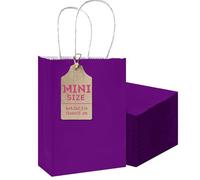 qiqee 24PCS Mini Gift Bag with Handles Bulk 4.5"x2.5"x6" Gift Bags Light Purple Bags Multiple Uses