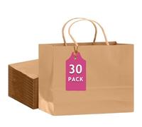 qiqee 30-Packs Brown Gift Bags with Handles Bulk 13"x4.5"x10" Wide Large Size Party Paper Bags